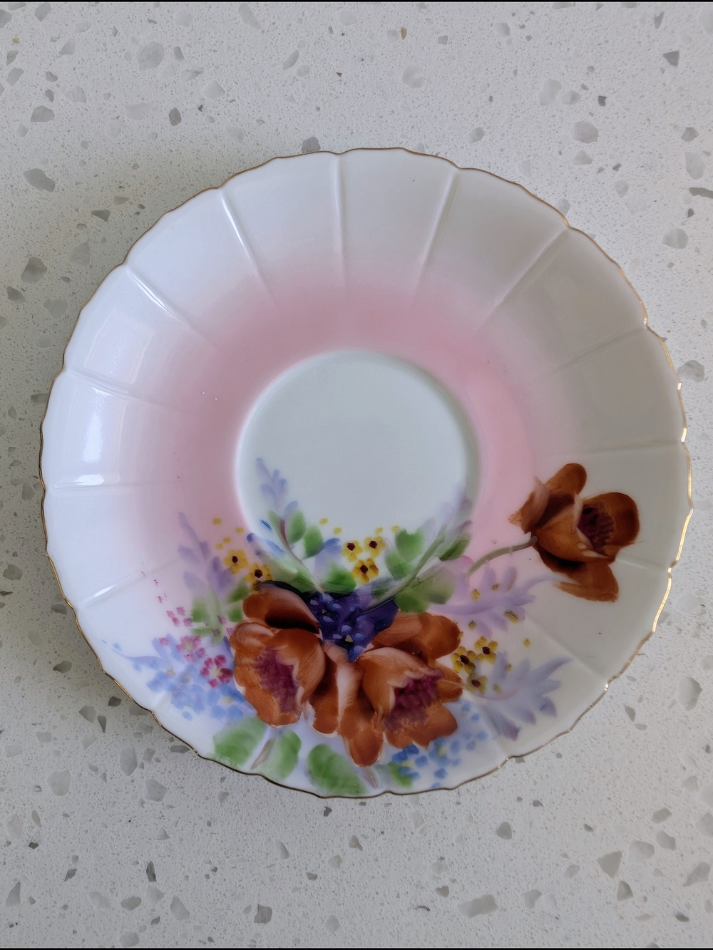 Vintage Takiro Hand-Painted Floral Scalloped Porcelain Saucer – Made in Japan